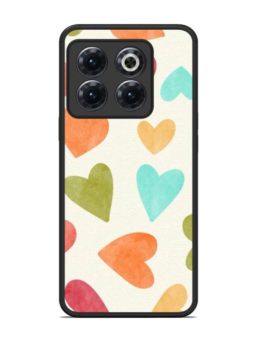 Watercolor Hearts Glossy Soft Edge Case for Oneplus 10T (5G)