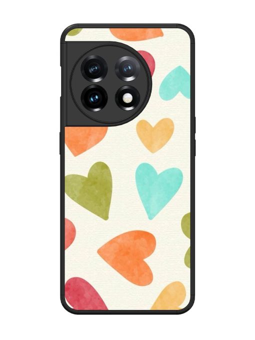 Watercolor Hearts Glossy Soft Edge Case for Oneplus 11 (5G)