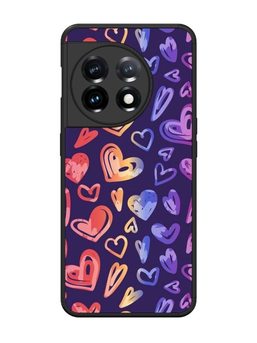 Rainbow Hearts Glossy Soft Edge Case for Oneplus 11 (5G)