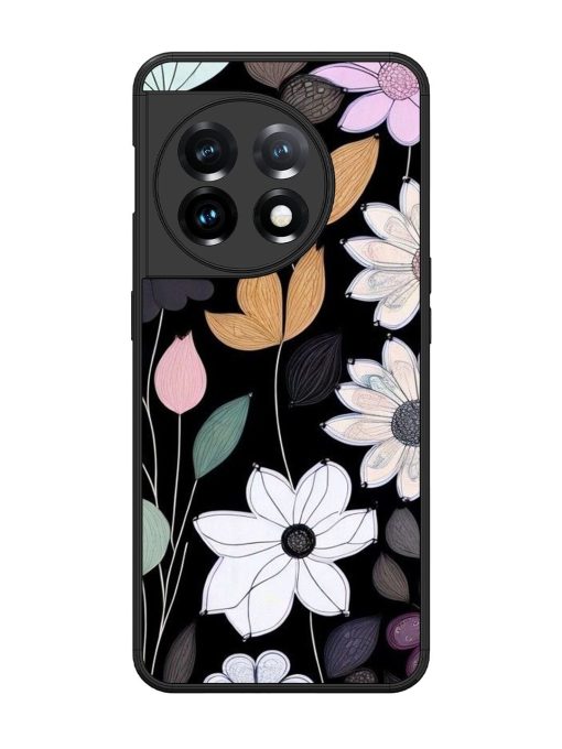 Whimsical Blooms On Black Glossy Soft Edge Case for Oneplus 11 (5G)