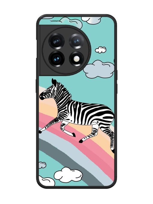 Zebra On A Rainbow Glossy Soft Edge Case for Oneplus 11 (5G)