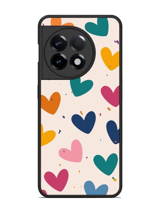 Rainbow Hearts Glossy Soft Edge Case for Oneplus 11R (5G) Chachhi