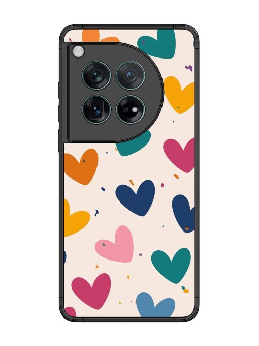 Rainbow Hearts Glossy Soft Edge Case for Oneplus 12 (5G) Chachhi