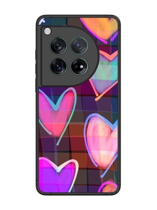 Neon Hearts Glossy Soft Edge Case for Oneplus 12 (5G) Chachhi