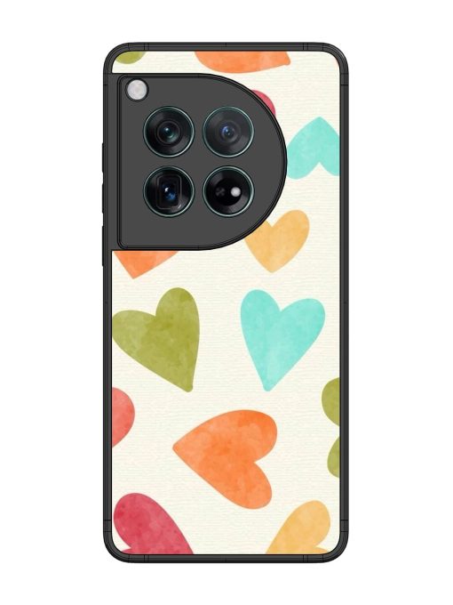 Watercolor Hearts Glossy Soft Edge Case for Oneplus 12 (5G) Chachhi