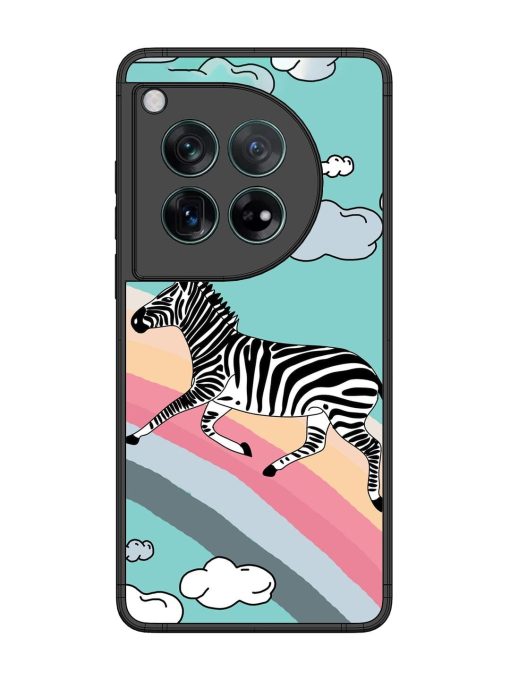 Zebra On A Rainbow Glossy Soft Edge Case for Oneplus 12 (5G) Chachhi