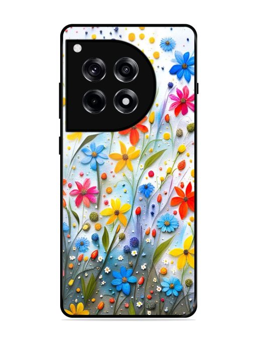 Vibrant Floral Glossy Soft Edge Case for Oneplus 12R (5G)