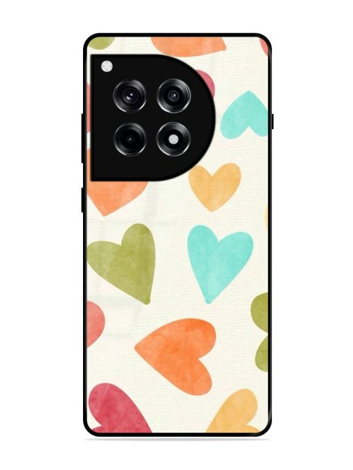 Watercolor Hearts Glossy Soft Edge Case for Oneplus 12R (5G)