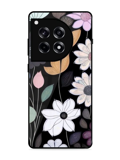 Whimsical Blooms On Black Glossy Soft Edge Case for Oneplus 12R (5G)