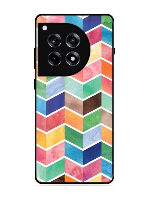 Watercolor Chevron Whimsy Glossy Soft Edge Case for Oneplus 12R (5G)