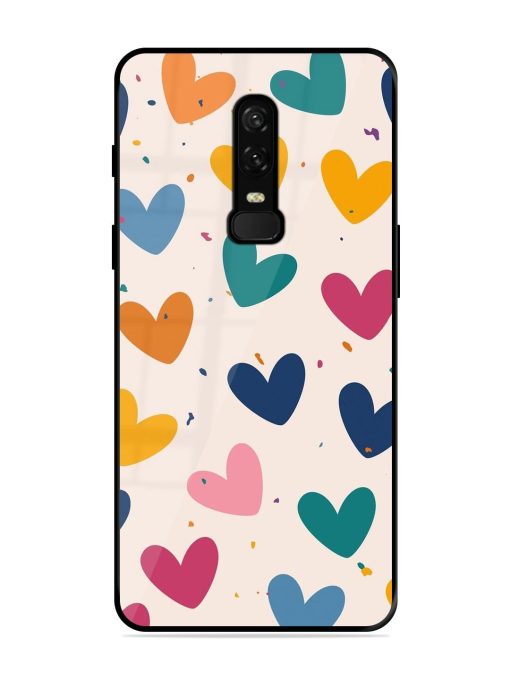 Rainbow Hearts Glossy Soft Edge Case for Oneplus 6 Chachhi