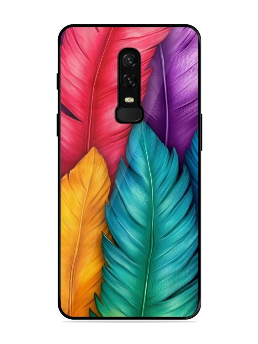 Rainbow Feathers Glossy Soft Edge Case for Oneplus 6 Chachhi