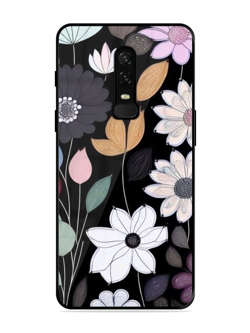 Whimsical Blooms On Black Glossy Soft Edge Case for Oneplus 6 Chachhi