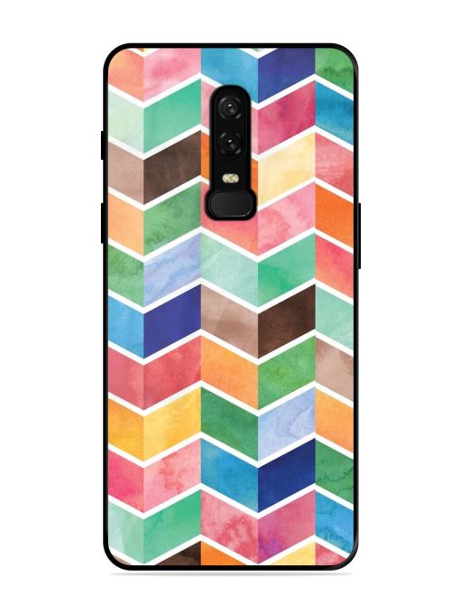 Watercolor Chevron Whimsy Glossy Soft Edge Case for Oneplus 6 Chachhi