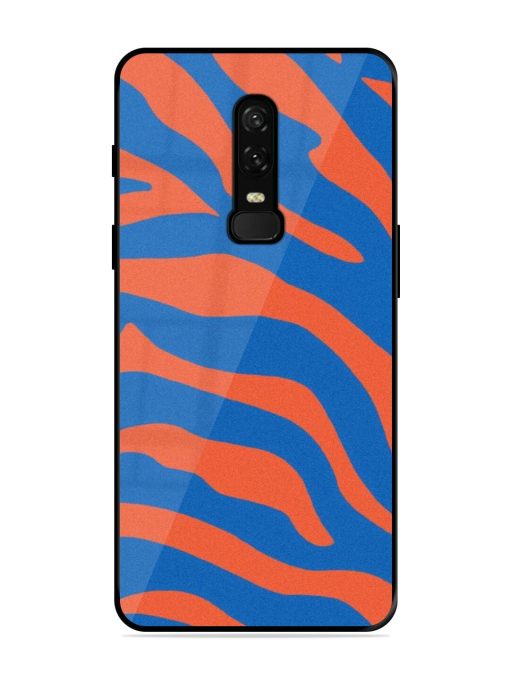 Zebra Stripes In Blue And Orange Glossy Soft Edge Case for Oneplus 6 Chachhi