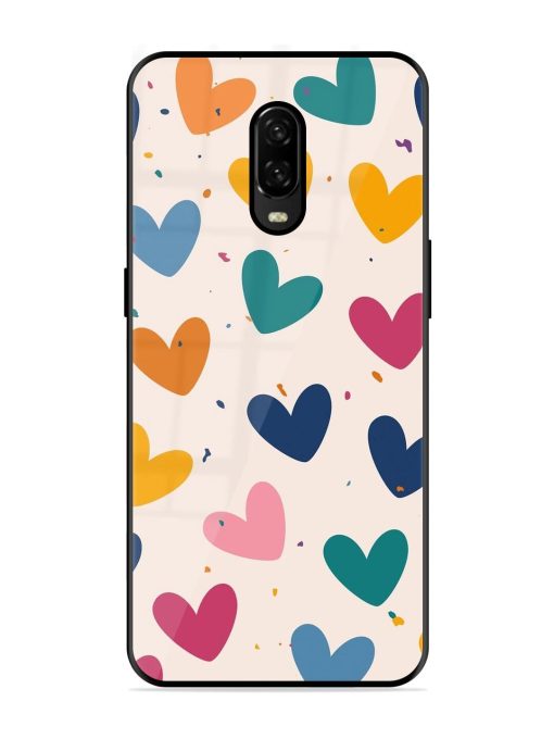 Rainbow Hearts Glossy Soft Edge Case for Oneplus 6T Chachhi