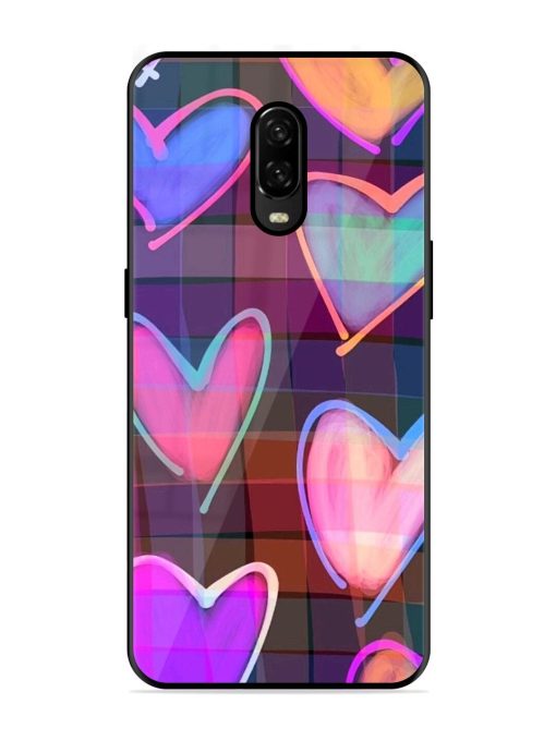 Neon Hearts Glossy Soft Edge Case for Oneplus 6T Chachhi