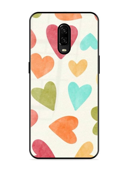 Watercolor Hearts Glossy Soft Edge Case for Oneplus 6T Chachhi