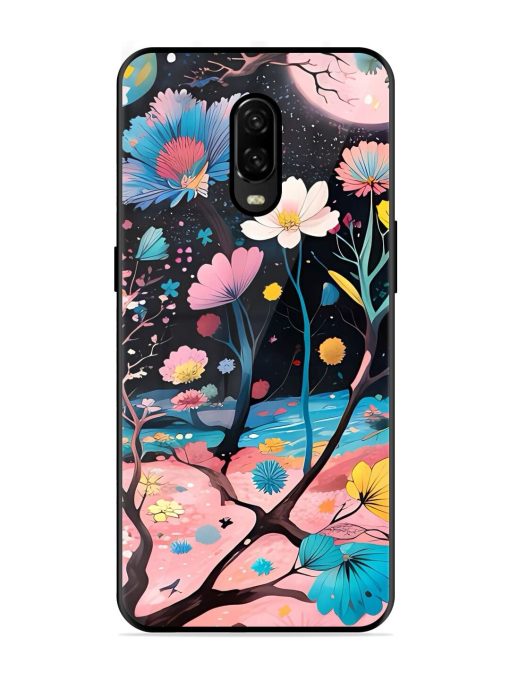 Cosmic Bloom Glossy Soft Edge Case for Oneplus 6T Chachhi