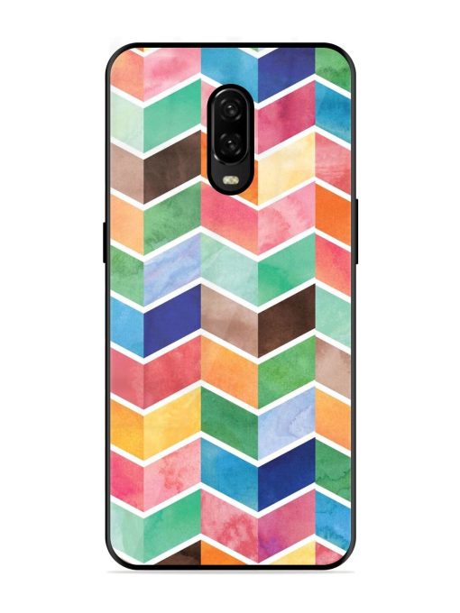 Watercolor Chevron Whimsy Glossy Soft Edge Case for Oneplus 6T Chachhi