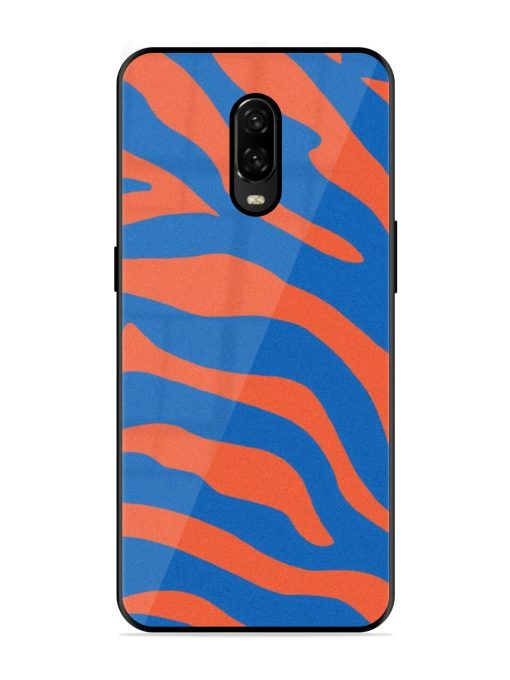 Zebra Stripes In Blue And Orange Glossy Soft Edge Case for Oneplus 6T Chachhi