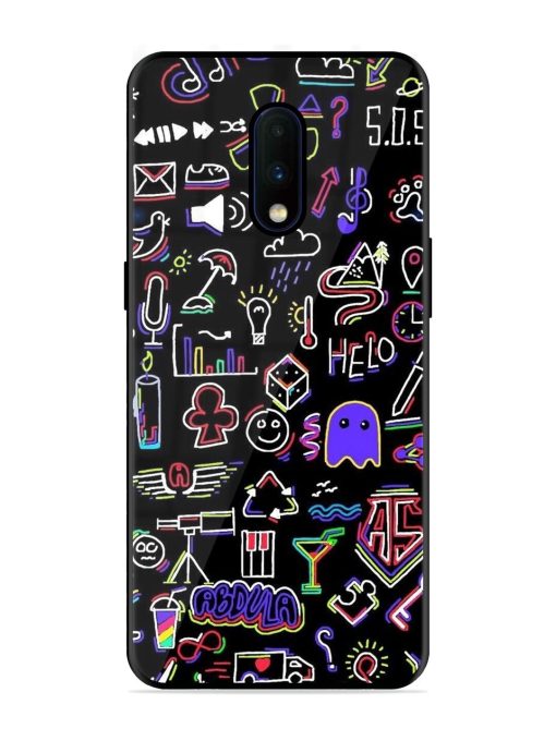 Neon Doodle Glossy Soft Edge Case for Oneplus 7 Chachhi