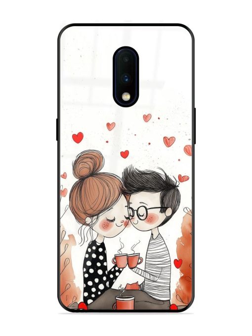 Couple Seating With Coffee Glossy Soft Edge Case for Oneplus 7 Chachhi