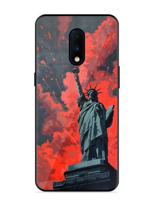 Lady Liberty'S Firework Finale Glossy Soft Edge Case for Oneplus 7 Chachhi