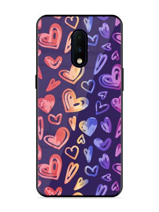 Rainbow Hearts Glossy Soft Edge Case for Oneplus 7 Chachhi