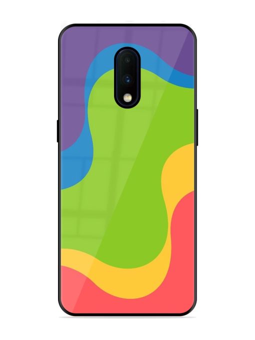 Wavy Rainbow Wonderland Glossy Soft Edge Case for Oneplus 7 Chachhi