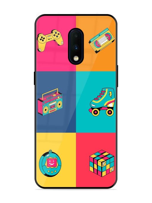 90S Throwback Grid Glossy Soft Edge Case for Oneplus 7 Chachhi