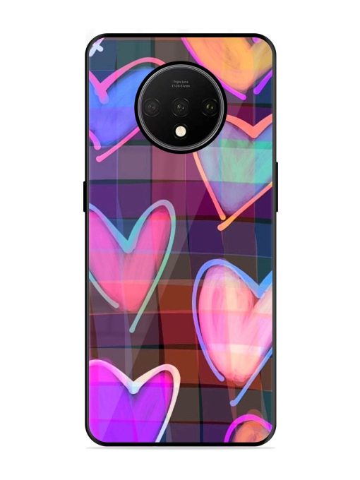 Neon Hearts Glossy Soft Edge Case for Oneplus 7T Chachhi