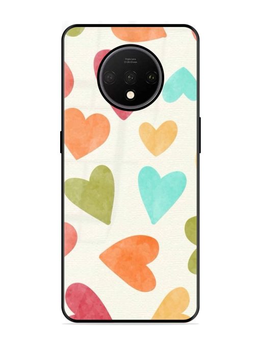 Watercolor Hearts Glossy Soft Edge Case for Oneplus 7T Chachhi