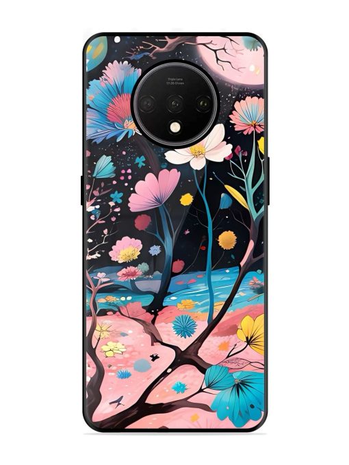 Cosmic Bloom Glossy Soft Edge Case for Oneplus 7T Chachhi