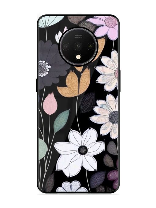 Whimsical Blooms On Black Glossy Soft Edge Case for Oneplus 7T Chachhi