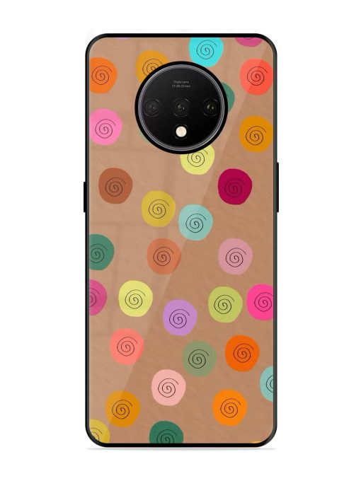 Swirly Dots On Kraft Glossy Soft Edge Case for Oneplus 7T Chachhi