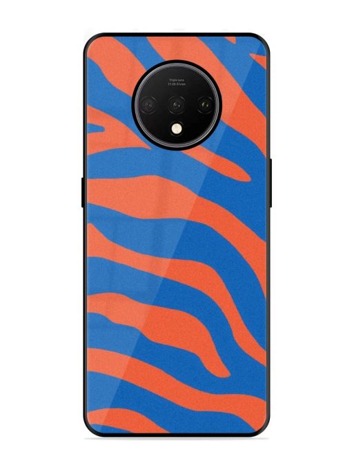 Zebra Stripes In Blue And Orange Glossy Soft Edge Case for Oneplus 7T Chachhi