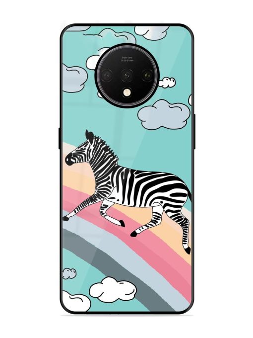 Zebra On A Rainbow Glossy Soft Edge Case for Oneplus 7T Chachhi