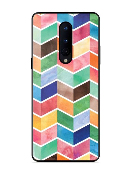 Watercolor Chevron Whimsy Glossy Soft Edge Case for Oneplus 8 Chachhi