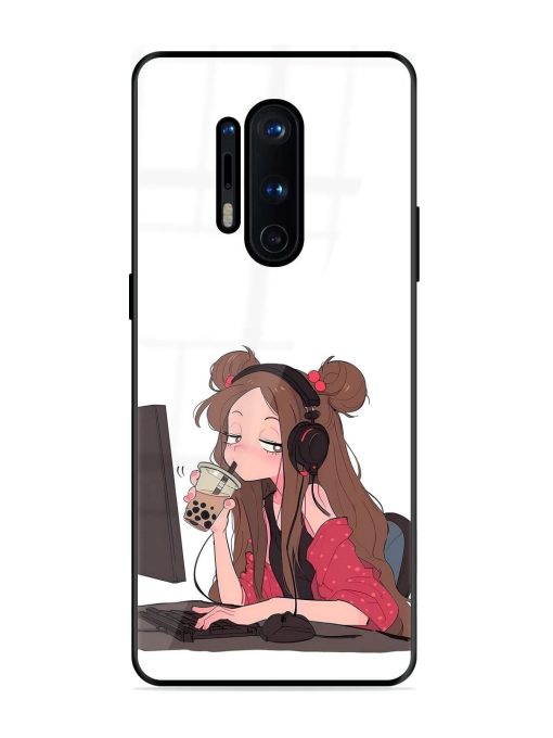 Girl Playing On Pc Glossy Soft Edge Case for Oneplus 8 Pro Chachhi