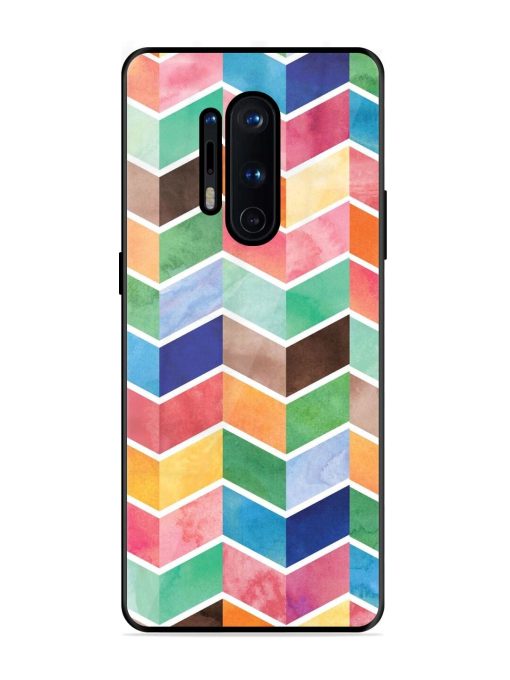 Watercolor Chevron Whimsy Glossy Soft Edge Case for Oneplus 8 Pro Chachhi