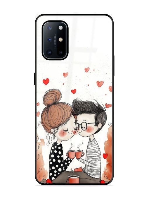 Couple Seating With Coffee Glossy Soft Edge Case for Oneplus 8T (5G) Chachhi