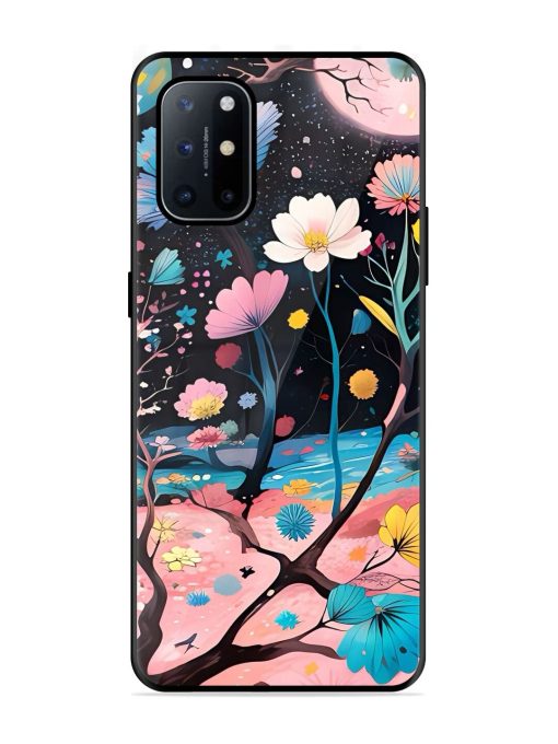 Cosmic Bloom Glossy Soft Edge Case for Oneplus 8T (5G) Chachhi