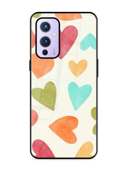 Watercolor Hearts Glossy Soft Edge Case for Oneplus 9 (5G)