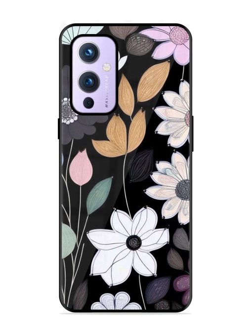 Whimsical Blooms On Black Glossy Soft Edge Case for Oneplus 9 (5G)