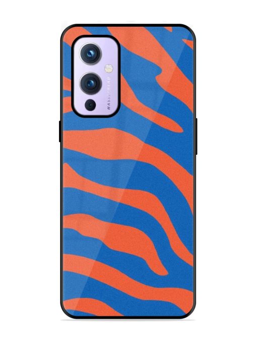 Zebra Stripes In Blue And Orange Glossy Soft Edge Case for Oneplus 9 (5G)