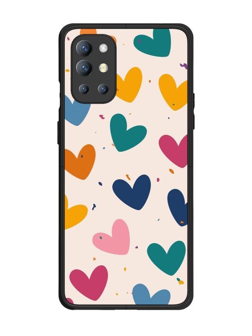 Rainbow Hearts Glossy Soft Edge Case for Oneplus 9R (5G) Chachhi