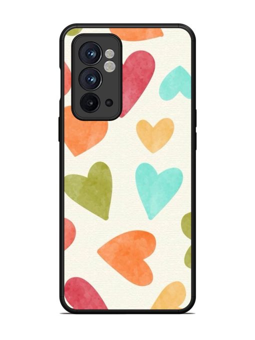 Watercolor Hearts Glossy Soft Edge Case for Oneplus 9RT (5G) Chachhi