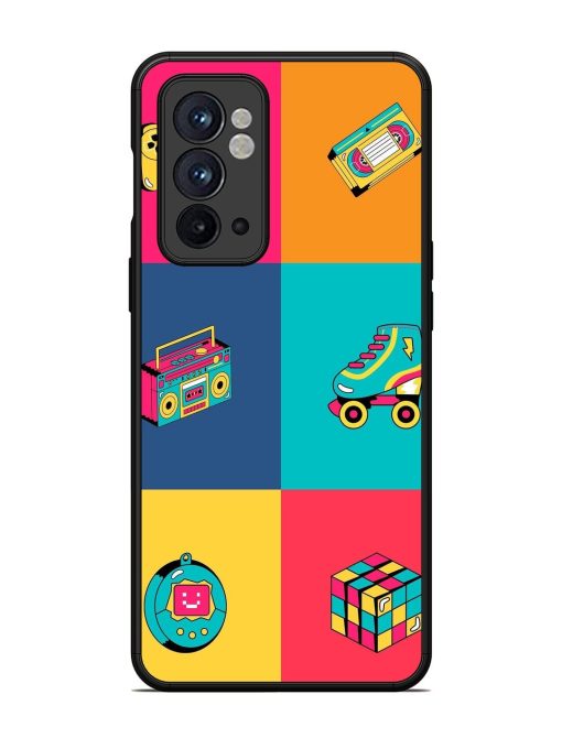 90S Throwback Grid Glossy Soft Edge Case for Oneplus 9RT (5G) Chachhi