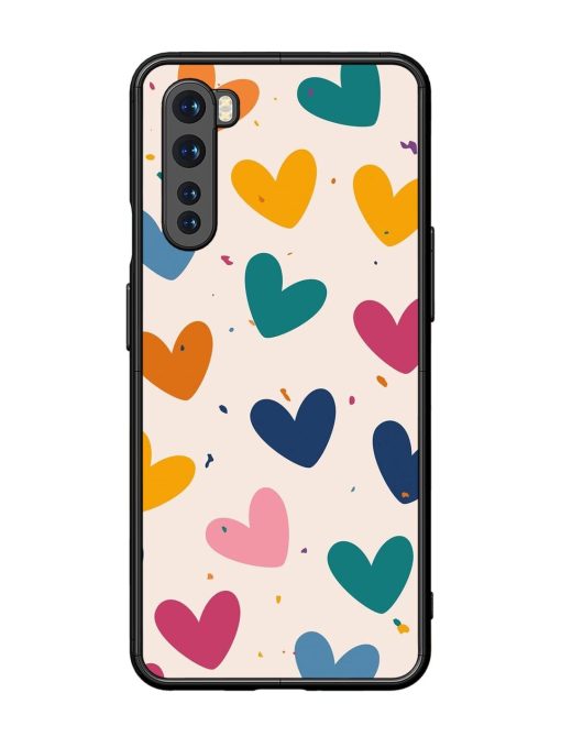 Rainbow Hearts Glossy Soft Edge Case for Oneplus Nord Chachhi